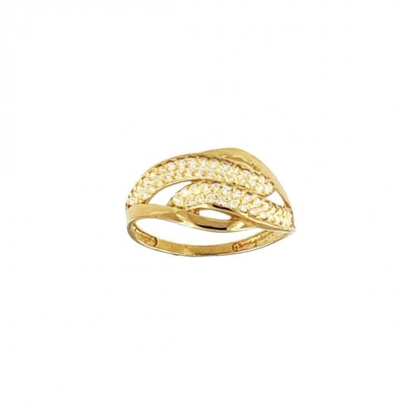 375/1000 Gold Ring with 4 lines and Zirconium Stone