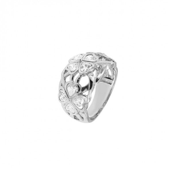 750/1000 White gold Ring zirconia with clover 13mm.