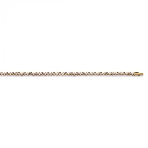 Bracelet Riviére plaqué or avec zircons ronds 4mm / 18cm.