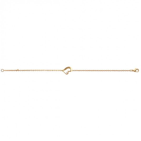 Gold Plated Bracelet with heart and zirconia 10mm/16cm-18cm.