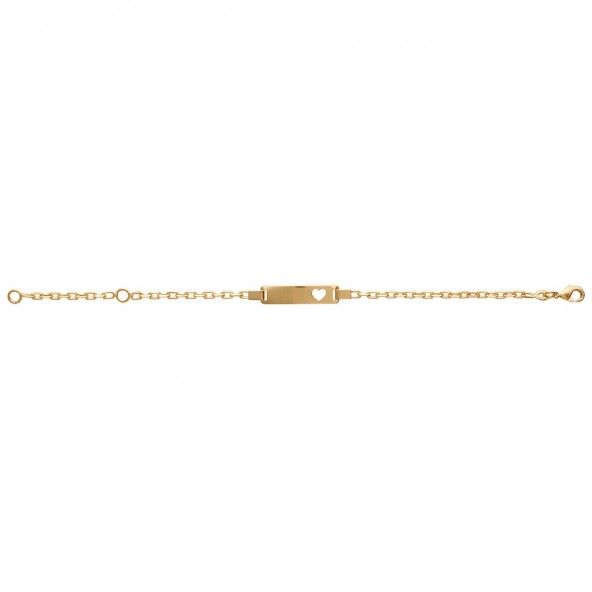 Bracelet plaqué or avec plaque Taille coeur, 6mm-23mm / 14cm-16cm.