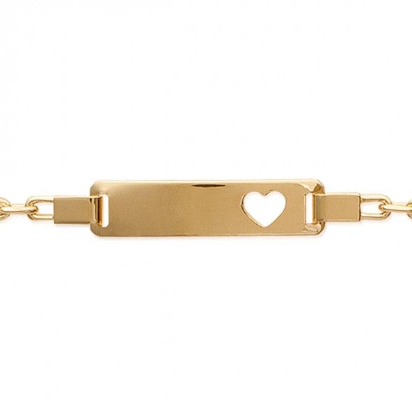 Bracelet plaqué or avec plaque Taille coeur, 6mm-23mm / 14cm-16cm.