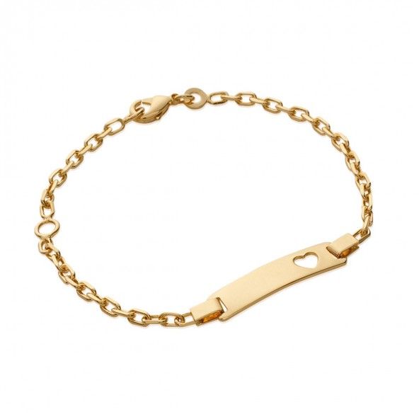 Gold Plated Bracelet with plate Heart cut, 6mm-23mm / 14cm-16cm.