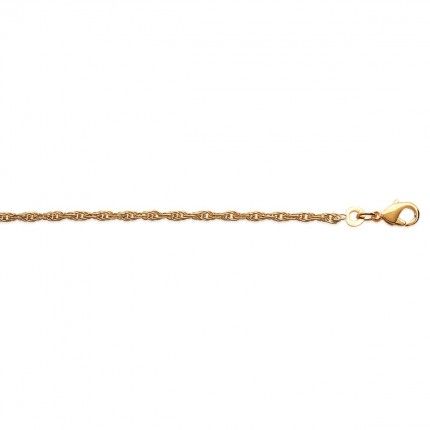 Gold Plated Bracelet Rope Mesh 2mm, 18cm.