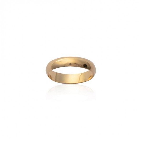 Gold Plated Flat Wedding Ring 4mm.