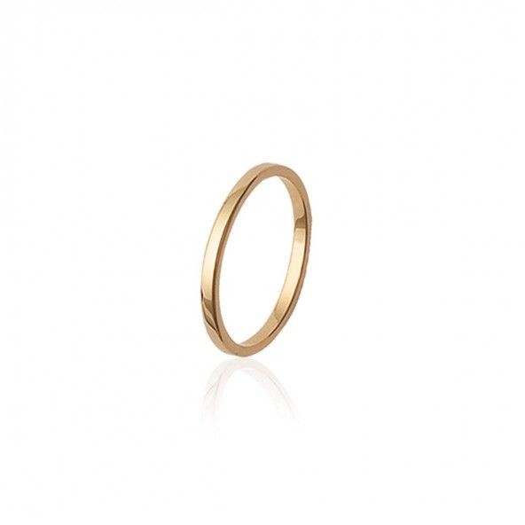 Gold Plated Flat Wedding Ring 2mm.