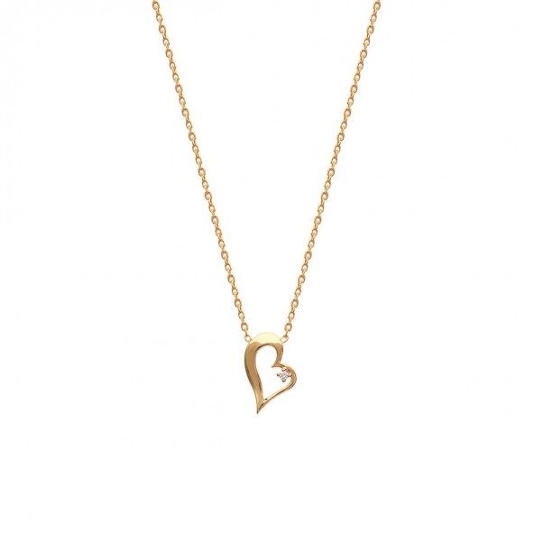 Gold Plated Chain 40cm/42cm/45cm Heart with Zirconia 13mm.