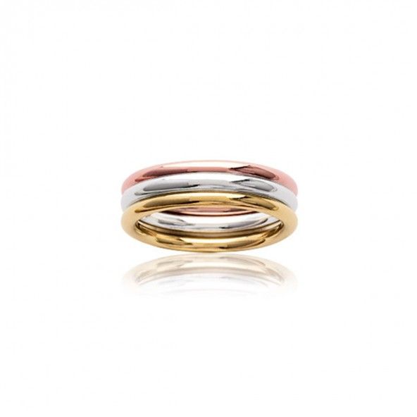 Gold Plated Wedding Ring Tricolor 6mm.