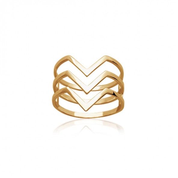 Gold Plated Ring Triple V 17mm.