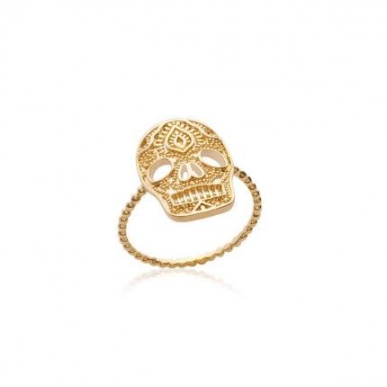 Gold Plated Ring with Skull 13mm/20mm.
