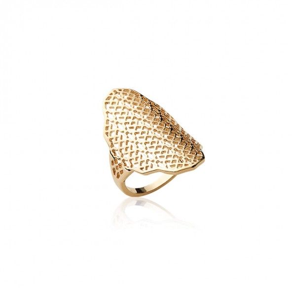 Gold Plated Ring with Tracery shape 35mm.Bague