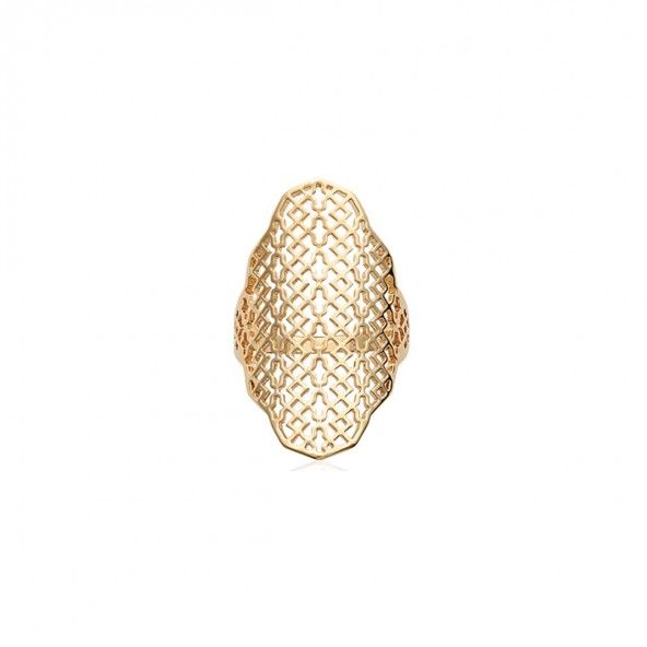 Gold Plated Ring with Tracery shape 35mm.Bague