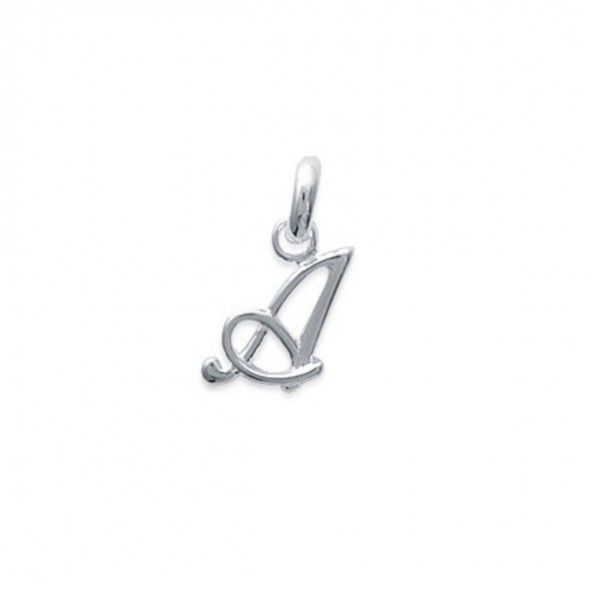 Pendant cursive letter A initial name in Silver 925/1000