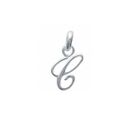 Pendant cursive letter C initial name in Silver 925/1000