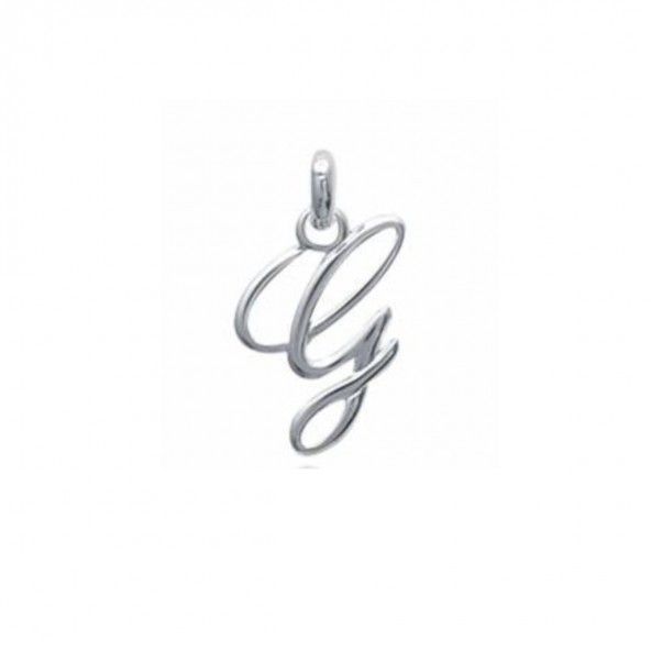 Pendant cursive letter G initial name in Silver 925/1000