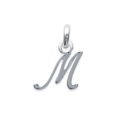 Pendant cursive letter M initial name in Silver 925/1000