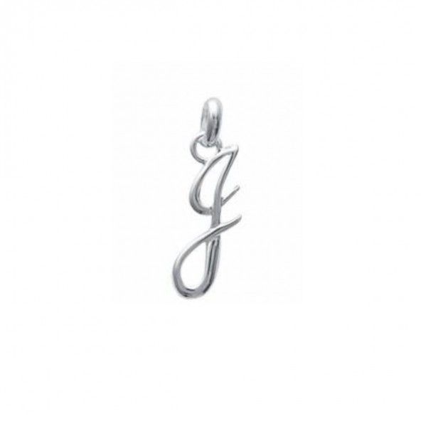 Pendant cursive letter J initial name in Silver 925/1000