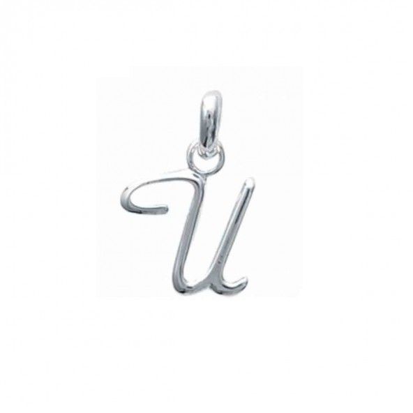Pendant cursive letter U initial name in Silver 925/1000