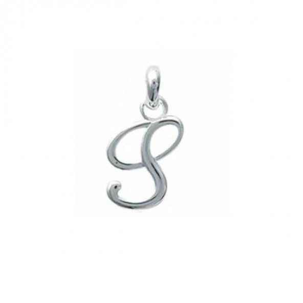 Pendant cursive letter S initial name in Silver 925/1000