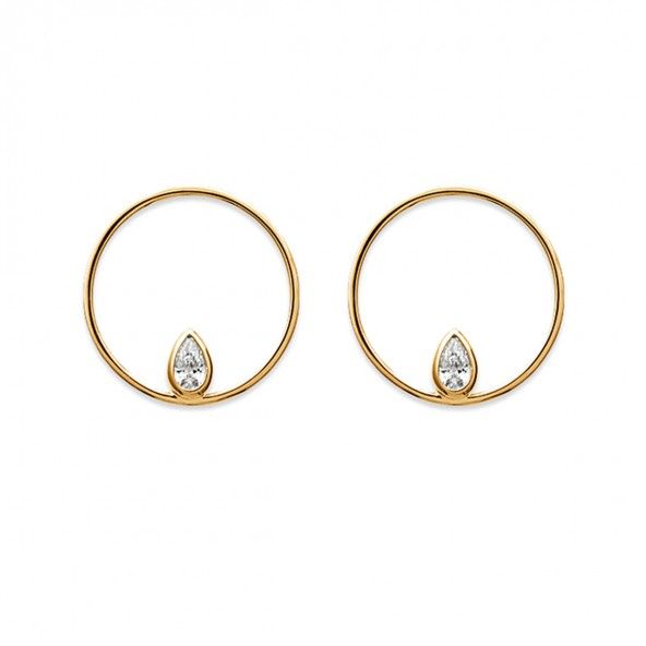 Gold Plated Earings Circle with zirconia 20mm.