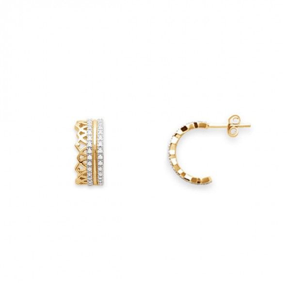 Gold Plated Earrings crown shape 7mm / 15mm.