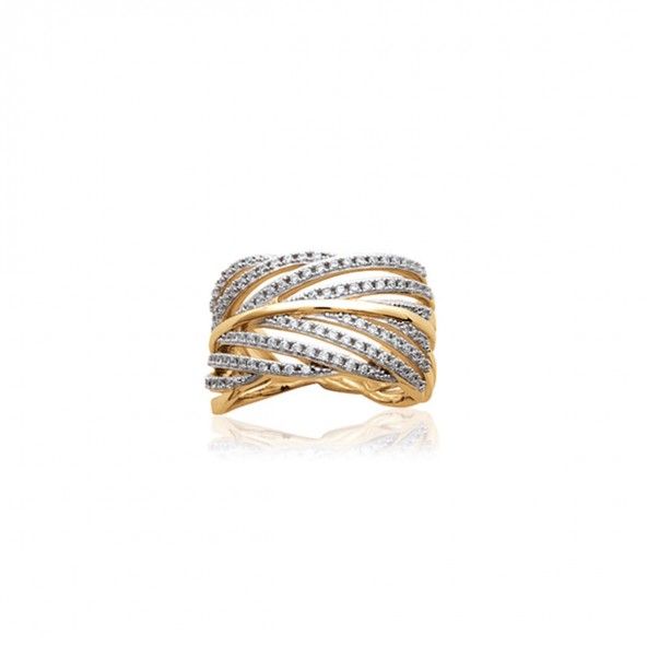 Gold Plated Ring leaf shape with zirconia 13mm.