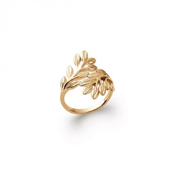 Gold Plated ring with leaf 22mm.
