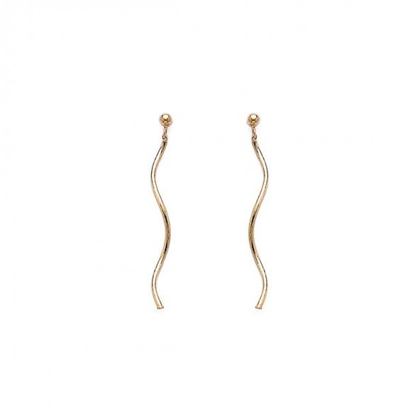 Gold plated long Earrings spiral 2mm / 59mm.