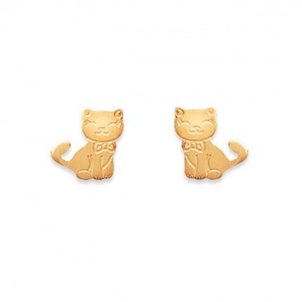 Gold Plated Earrings cat shape 9mm.