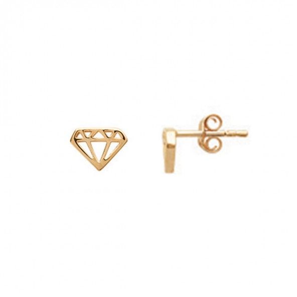 Gold Plated Earrings diamond shape 9mm.