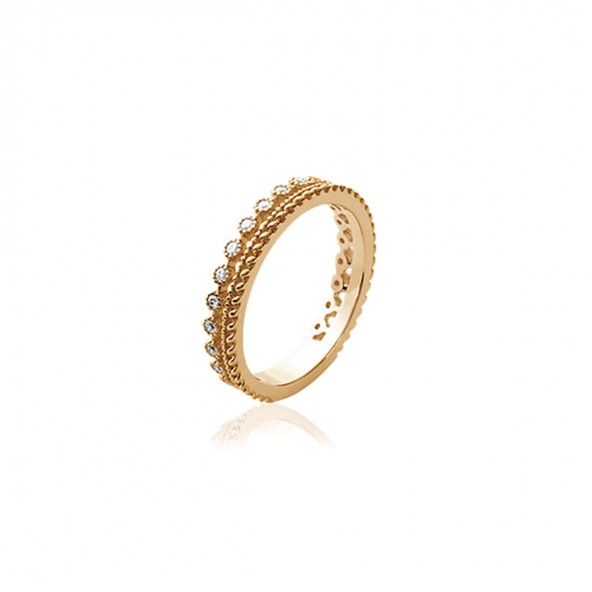 Gold plated Ring crown shape with zirconia 4mm.