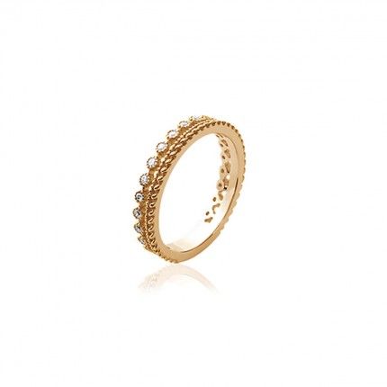 Gold plated Ring crown shape with zirconia 4mm.