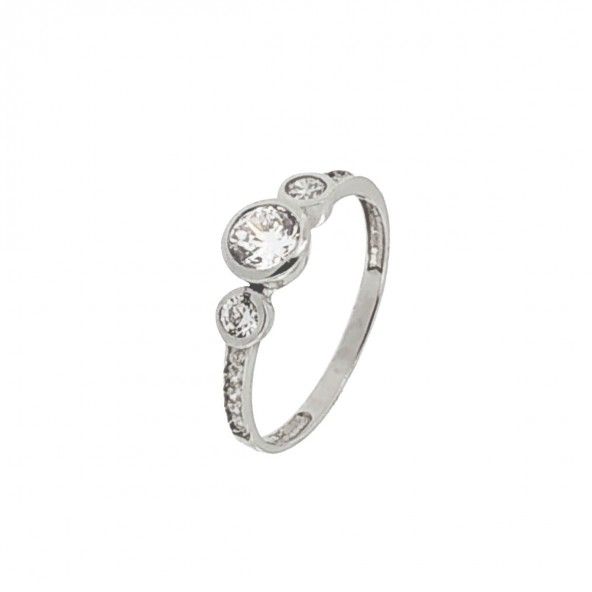 750/1000 white Gold Solitaire ring with zirconia 10mm.