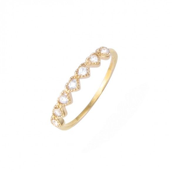 Gold Plated ring with heart zirconia 4mm.