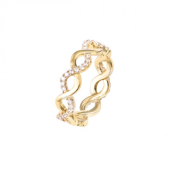 Gold Plated Ring intinity shape with zirconia 6mm.