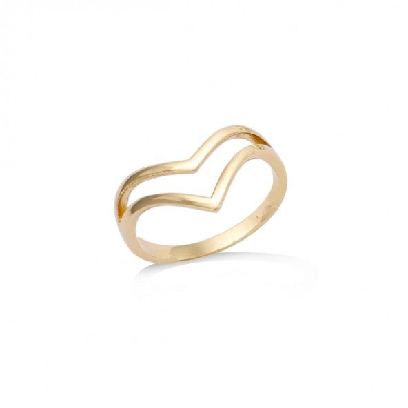 Gold Plated Ring in V with two rows 7mm.