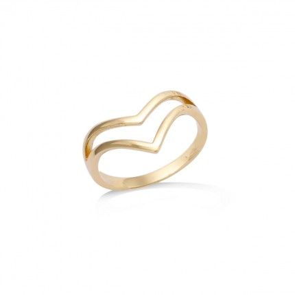 Gold Plated Ring in V with two rows 7mm.