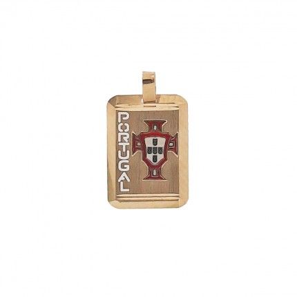 375/1000 Gold square pendant with Portuguese Federation Symbol 25mm/18mm.
