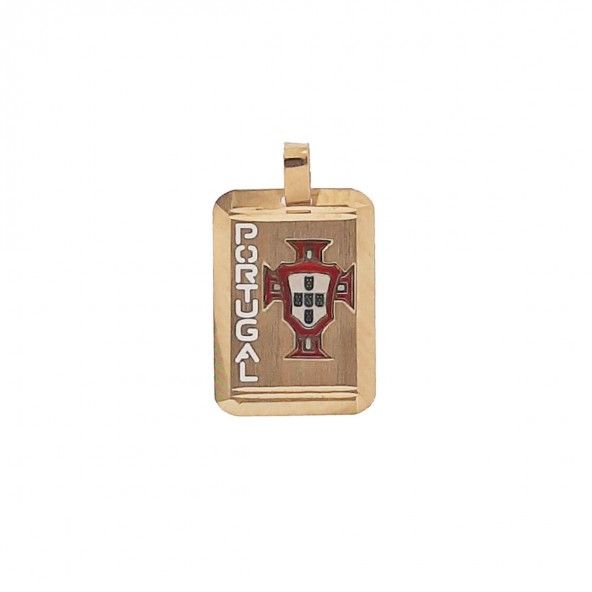 375/1000 Gold square pendant with Portuguese Federation Symbol 25mm/18mm.