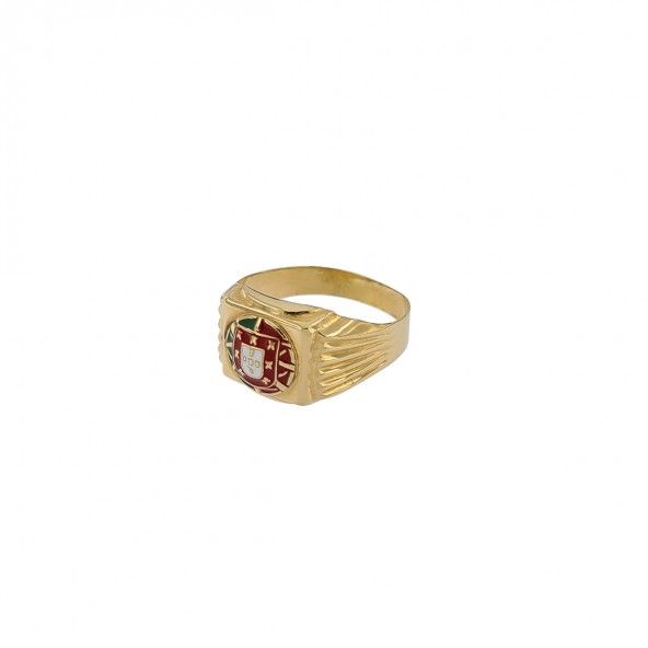 375/1000 Gold Ring with Portugal Flag 12mm.