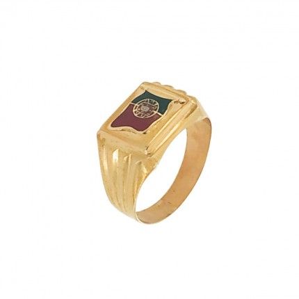 375/1000 Gold Ring with Portugal Flag 13mm.