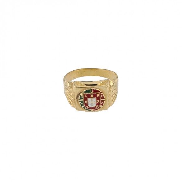 375/1000 Gold Ring with Portugal Flag 12mm.