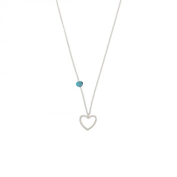 925/1000  Silver Necklace Heart 40cm-45cm