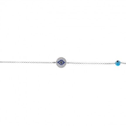 925/1000 Silver Bracelet Turkish Eye 17,50cm/2,50cm.