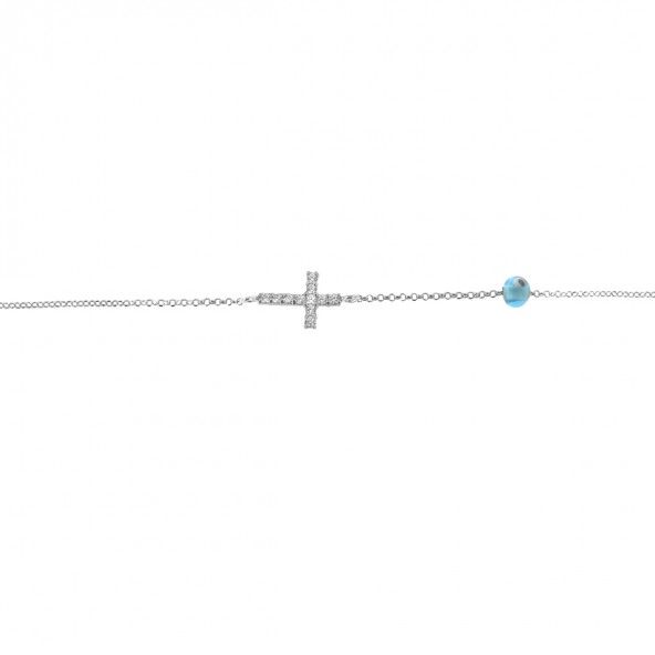 925/1000 Silver Bracelet Cross 17,50cm/2,50cm.