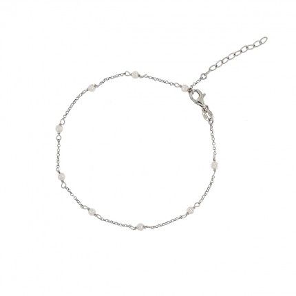 925/1000 Silver Ankle Bracelet with Pearl 21cm+3cm.