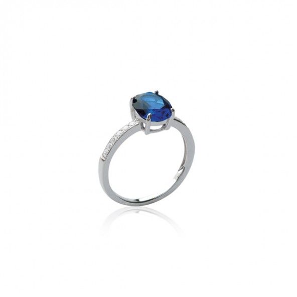 925/1000 Silver Blue Solitary Ring 9mm.