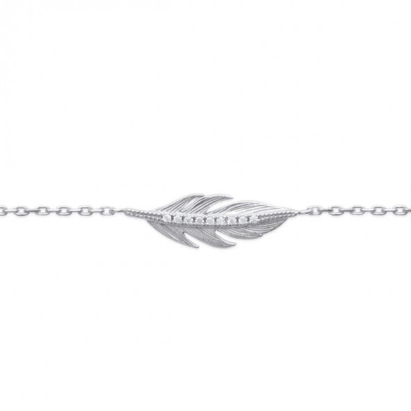 925/1000 Silver Feather Bracelet 18cm.