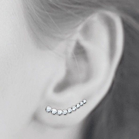 925/1000 Silver Ear Contour Earrings 21mm.