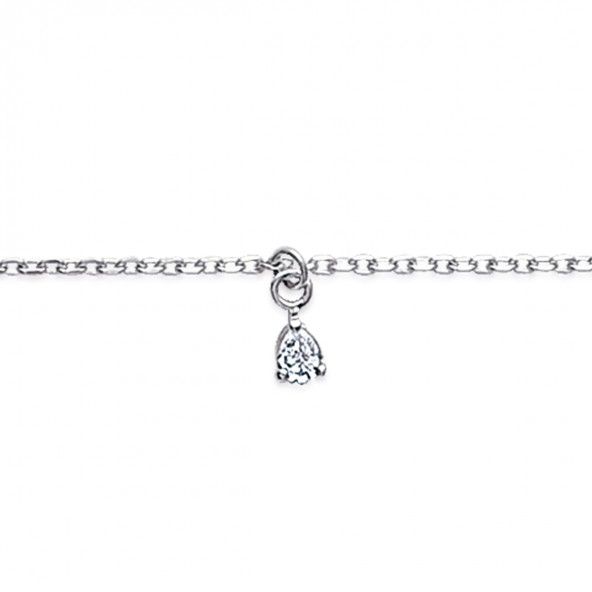925/1000 Silver Ankle Bracelet with Drop 25cm.